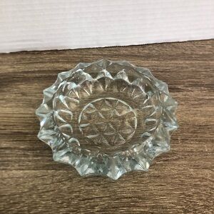 Vtg Clear Pressed Glass Ashtray